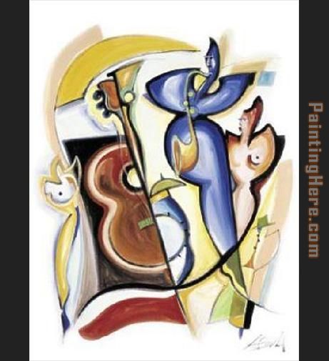 Lady Plays The Blues painting - Alfred Gockel Lady Plays The Blues art painting